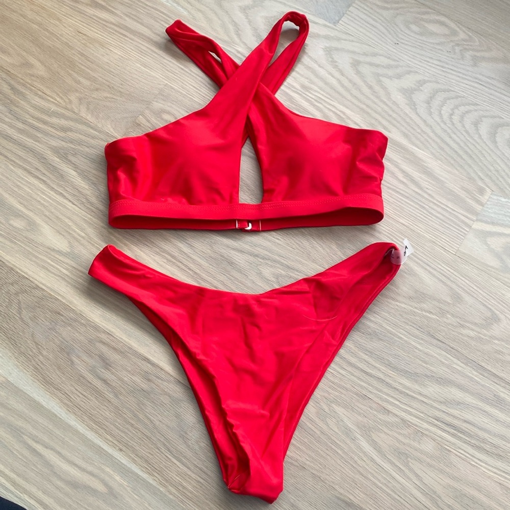 Red Cross Neck Bikini